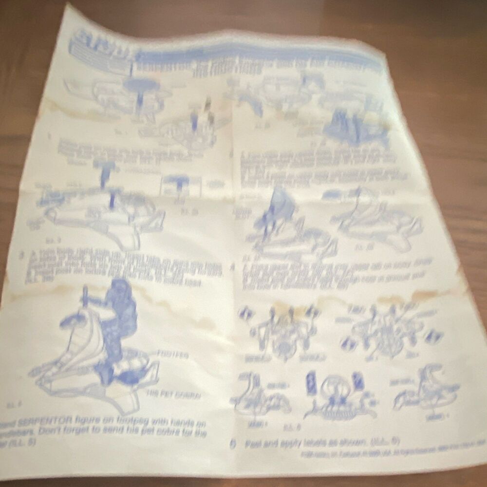 G.I. Joe Serpentor Air Chariot Instructions Sheet Paper for Action Figure